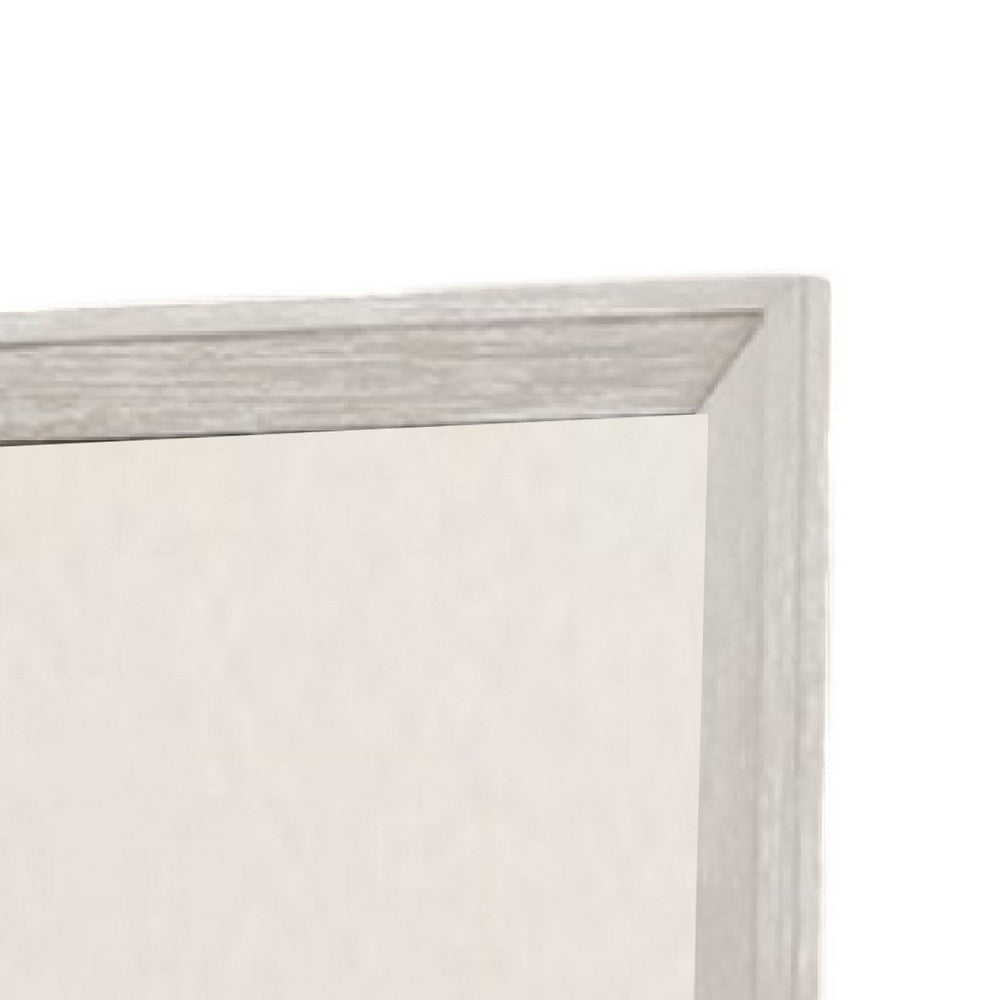 Diaz Dresser Mirror with Beveled Design | Light Gray Wood Frame 38x44 BM333784