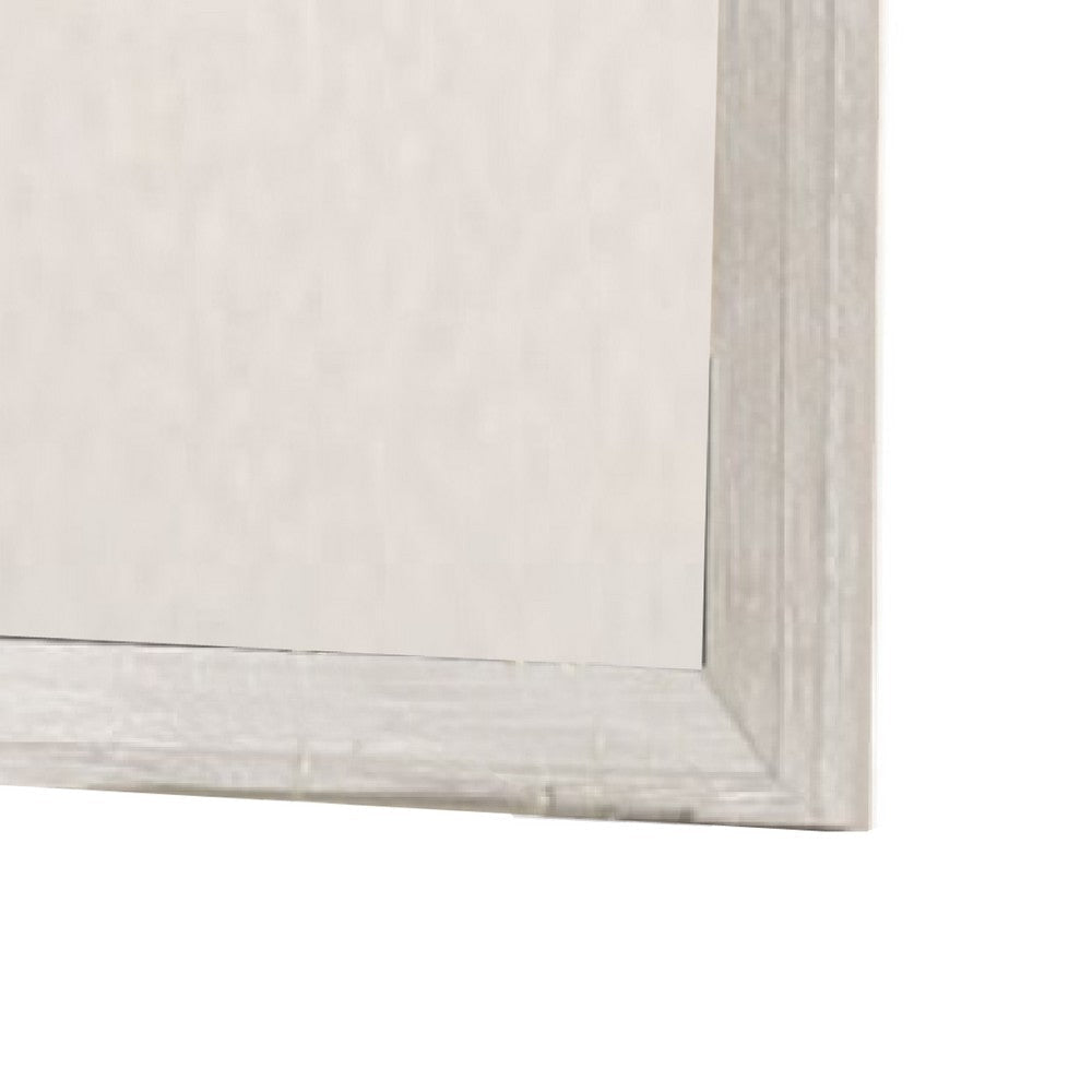 Diaz Dresser Mirror with Beveled Design | Light Gray Wood Frame 38x44 BM333784
