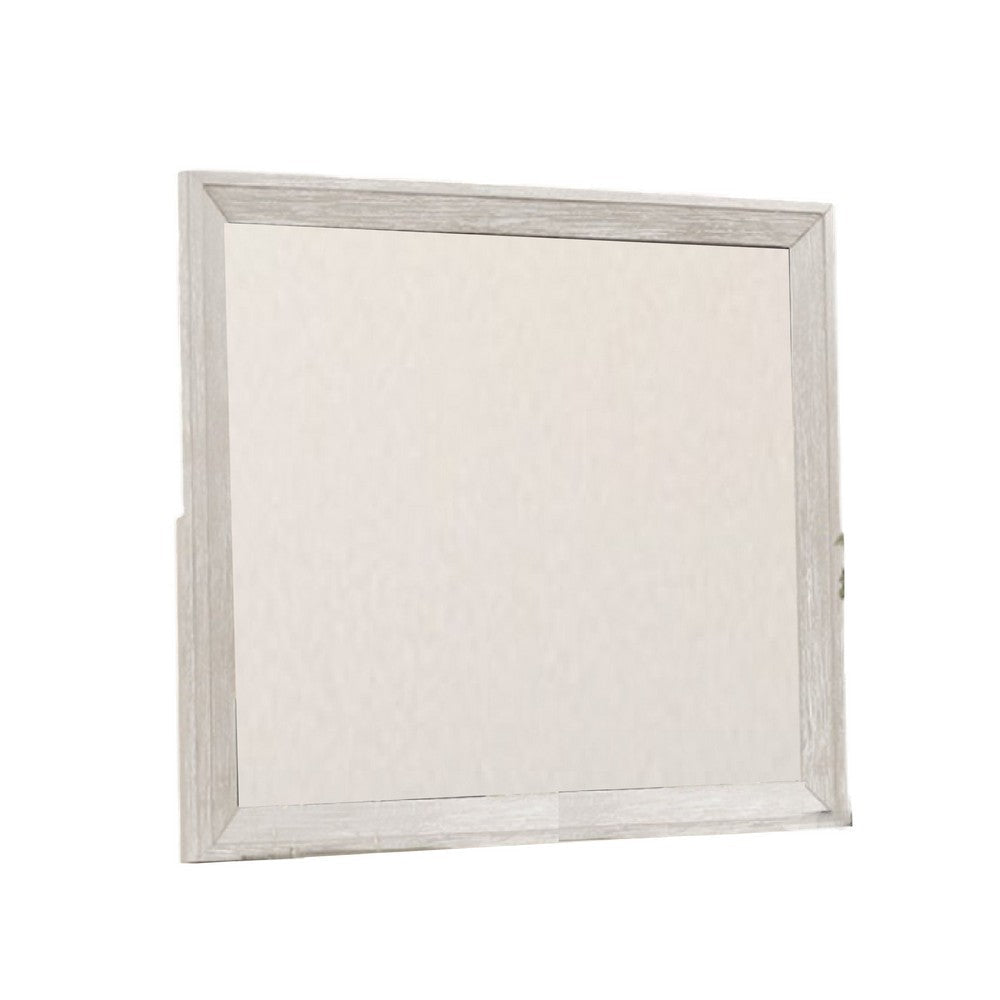 Diaz Dresser Mirror with Beveled Design | Light Gray Wood Frame 38x44