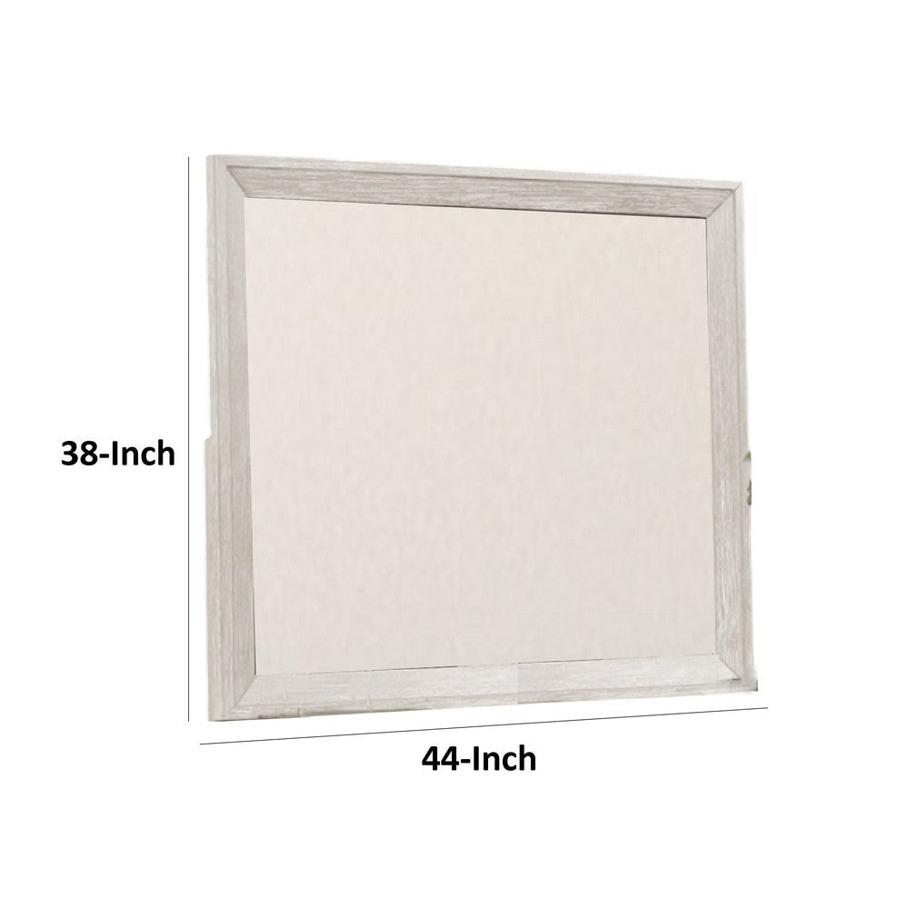 Diaz Dresser Mirror with Beveled Design | Light Gray Wood Frame 38x44 BM333784