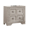 Diaz Nightstand with 2 Drawers | Sunburst Design | Light Gray Wood