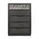 Zoko Tall Dresser Chest | 5 Drawers | Textured Metal Accents Ash Gray BM333786