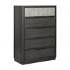 Zoko Tall Dresser Chest | 5 Drawers | Textured Metal Accents Ash Gray