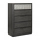 Zoko Tall Dresser Chest | 5 Drawers | Textured Metal Accents Ash Gray