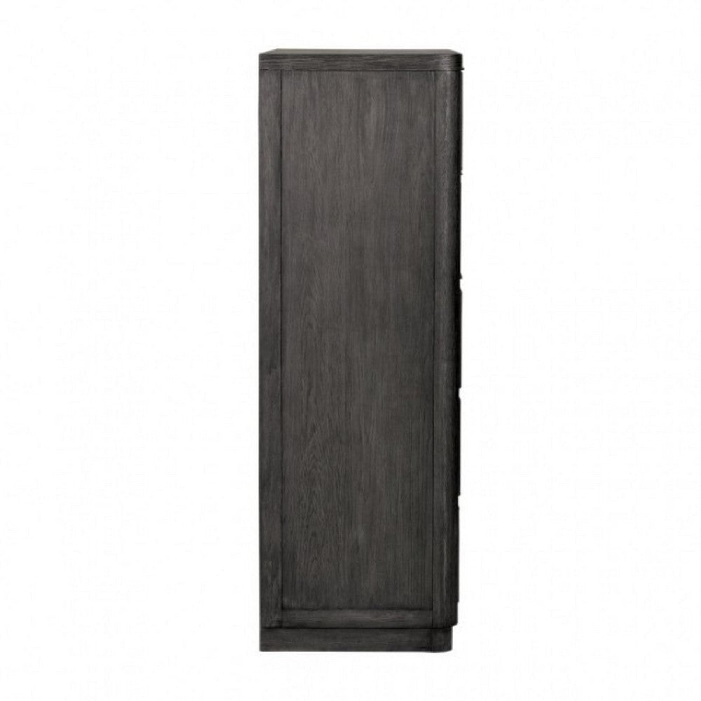 Zoko Tall Dresser Chest | 5 Drawers | Textured Metal Accents Ash Gray BM333786