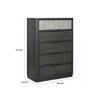 Zoko Tall Dresser Chest | 5 Drawers | Textured Metal Accents Ash Gray BM333786