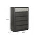 Zoko Tall Dresser Chest | 5 Drawers | Textured Metal Accents Ash Gray BM333786