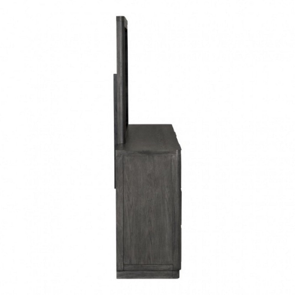 Zoko Wide Dresser with 5 Drawers | Textured Metal Accents | Ash Gray BM333787