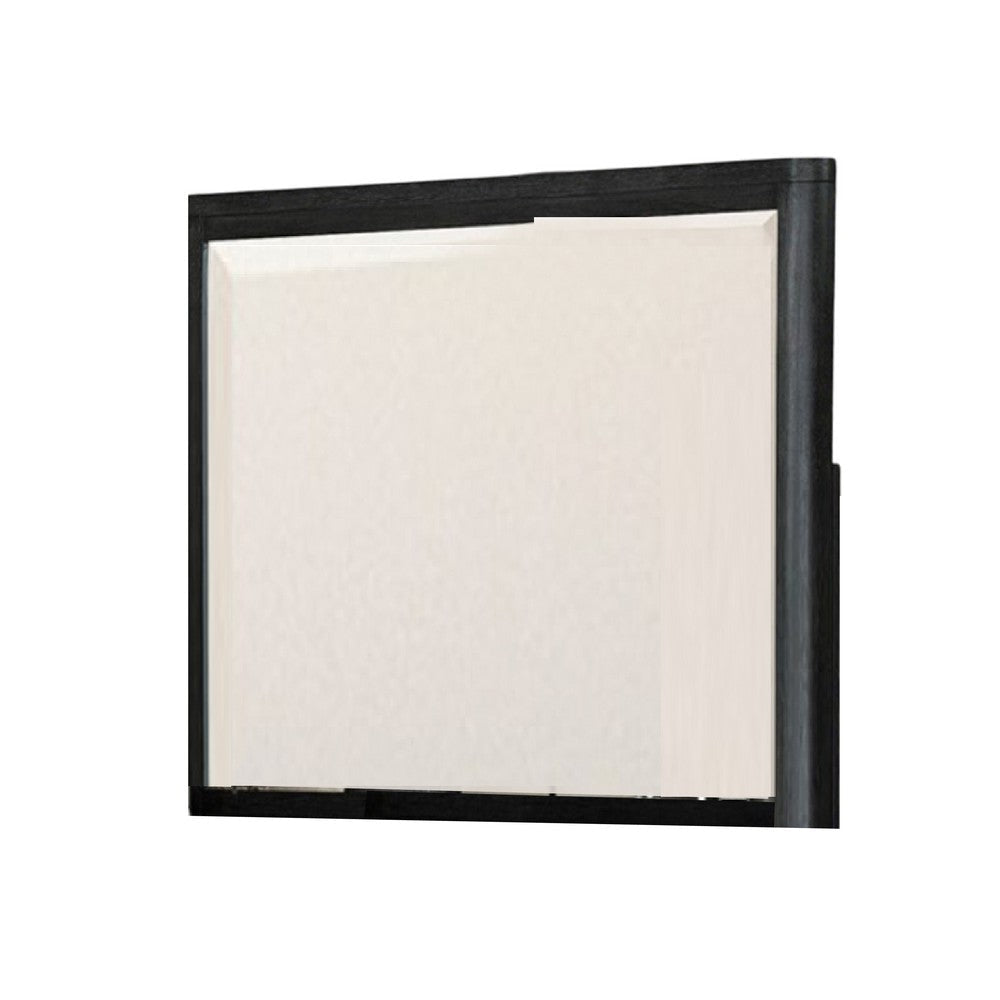Zoko Dresser Mirror with Beveled Design | Ash Gray Solid Wood 38x42 BM333788