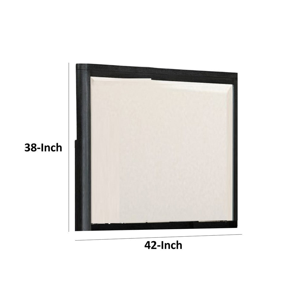 Zoko Dresser Mirror with Beveled Design | Ash Gray Solid Wood 38x42 BM333788