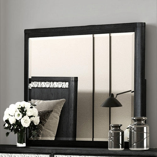 Zoko Dresser Mirror with Beveled Design | Ash Gray Solid Wood 38x42