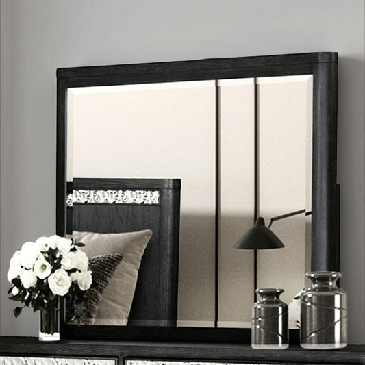Zoko Dresser Mirror with Beveled Design | Ash Gray Solid Wood 38x42