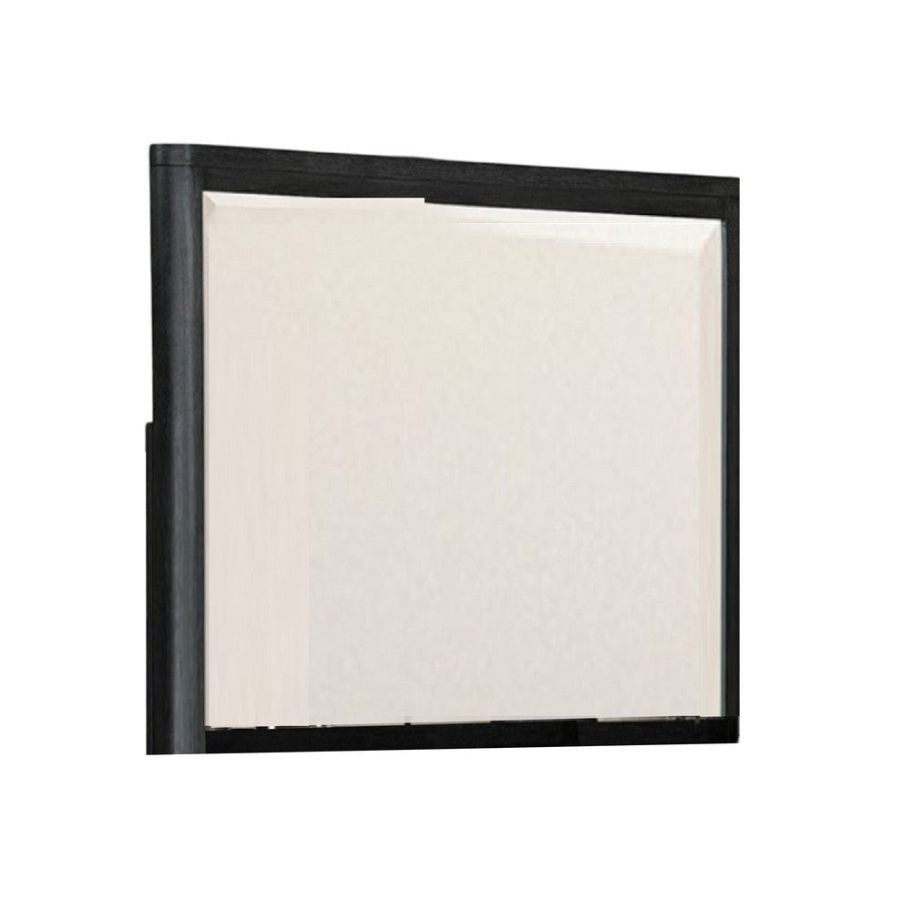 Zoko Dresser Mirror with Beveled Design | Ash Gray Solid Wood 38x42