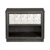 Zoko Nightstand Table with 2 USB Ports | Metal Accents | Ash Gray Wood