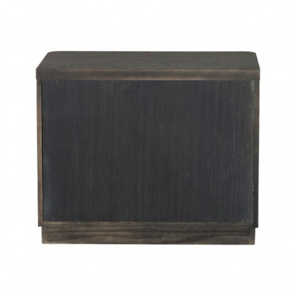 Zoko Nightstand Table with 2 USB Ports | Metal Accents | Ash Gray Wood