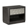 Zoko Nightstand Table with 2 USB Ports | Metal Accents | Ash Gray Wood