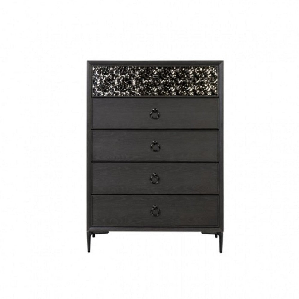 Kaira Tall Dresser Chest | 5 Drawers | Textured Metal | Espresso Brown BM333791