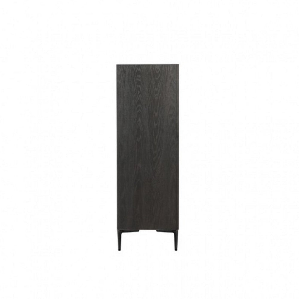 Kaira Tall Dresser Chest | 5 Drawers | Textured Metal | Espresso Brown BM333791
