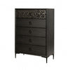 Kaira Tall Dresser Chest | 5 Drawers | Textured Metal | Espresso Brown BM333791