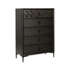 Kaira Tall Dresser Chest | 5 Drawers | Textured Metal | Espresso Brown