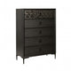 Kaira Tall Dresser Chest | 5 Drawers | Textured Metal | Espresso Brown