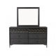 Kaira Wide Dresser | 6 Drawers | Textured Metal | Espresso Brown Wood BM333792