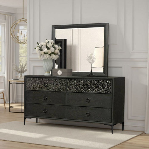 Kaira Dresser Mirror with Espresso Brown Solid Wood Frame | 36x42