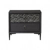 Kaira Nightstand | 2 USB Ports | Textured Metal Accents Espresso Brown BM333794