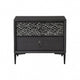Kaira Nightstand | 2 USB Ports | Textured Metal Accents Espresso Brown BM333794