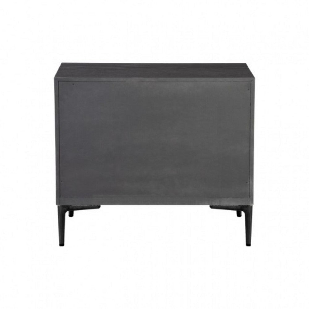 Kaira Nightstand | 2 USB Ports | Textured Metal Accents Espresso Brown BM333794