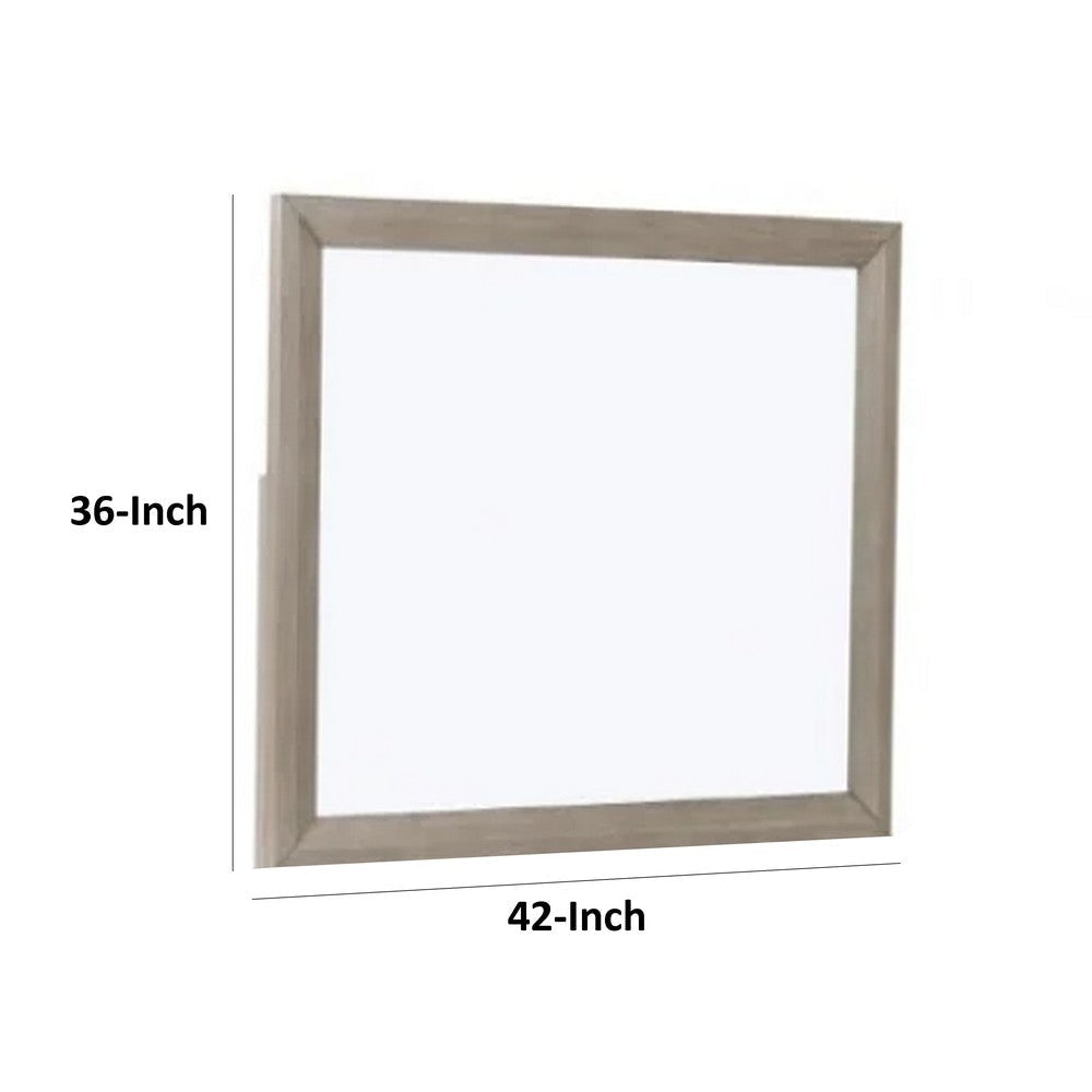 Kaira Vanity Dresser Mirror | Rustic Natural Oak Brown Wood 36x42 BM333797