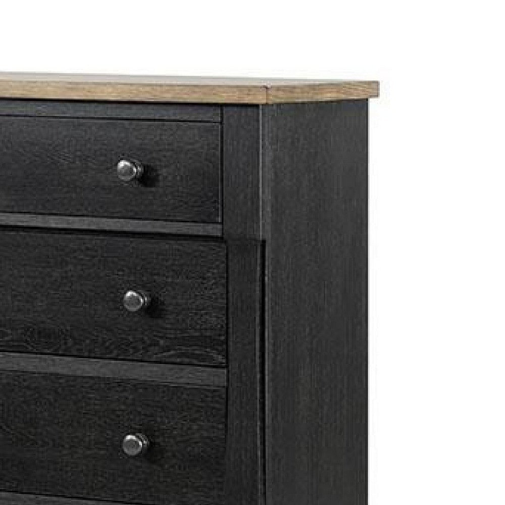 Ginie Tall Dresser Chest | 5 Drawers and Farmhouse Legs | Black Brown BM333799