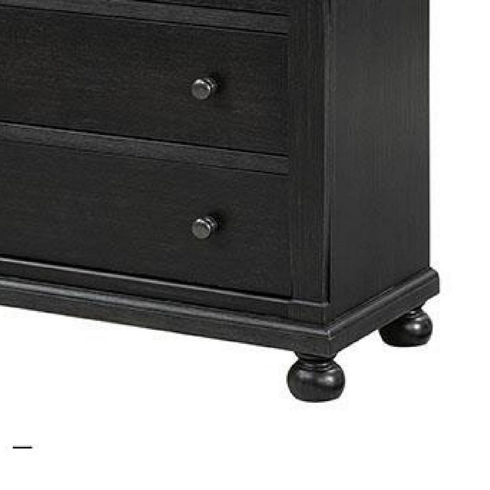 Ginie Tall Dresser Chest | 5 Drawers and Farmhouse Legs | Black Brown BM333799