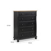 Ginie Tall Dresser Chest | 5 Drawers and Farmhouse Legs | Black Brown BM333799