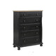 Ginie Tall Dresser Chest | 5 Drawers and Farmhouse Legs | Black Brown