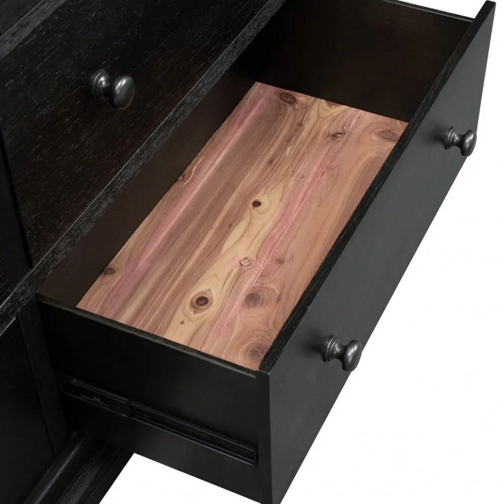 Ginie 64’’ Dresser | 5 Drawers and Farmhouse Legs | Black Brown Oak BM333800