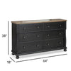 Ginie 64’’ Dresser | 5 Drawers and Farmhouse Legs | Black Brown Oak BM333800