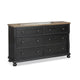 Ginie 64" Dresser | 5 Drawers and Farmhouse Legs | Black Brown Oak