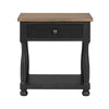 Ginie Nightstand | USB Ports | Drawer | Shelf | Black Rustic Oak Wood BM333802
