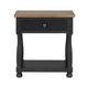 Ginie Nightstand | USB Ports | Drawer | Shelf | Black Rustic Oak Wood BM333802