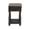 Ginie Nightstand | USB Ports | Drawer | Shelf | Black Rustic Oak Wood BM333802