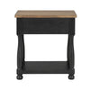 Ginie Nightstand | USB Ports | Drawer | Shelf | Black Rustic Oak Wood BM333802