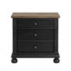Ginie Nightstand with 2 USB Ports | 3 Drawers | Black Rustic Oak Brown BM333803