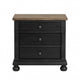 Ginie Nightstand with 2 USB Ports | 3 Drawers | Black Rustic Oak Brown BM333803