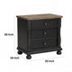 Ginie Nightstand with 2 USB Ports | 3 Drawers | Black Rustic Oak Brown BM333803