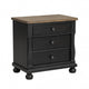Ginie Nightstand with 2 USB Ports | 3 Drawers | Black Rustic Oak Brown BM333803