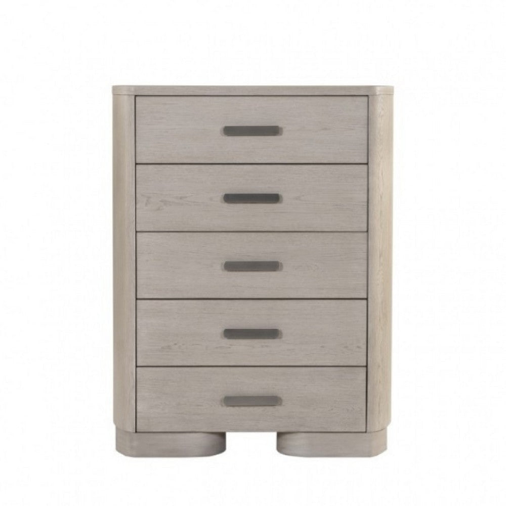 Celly Tall Dresser Chest | 5 Drawers | Round Edges | White Oak Wood BM333804