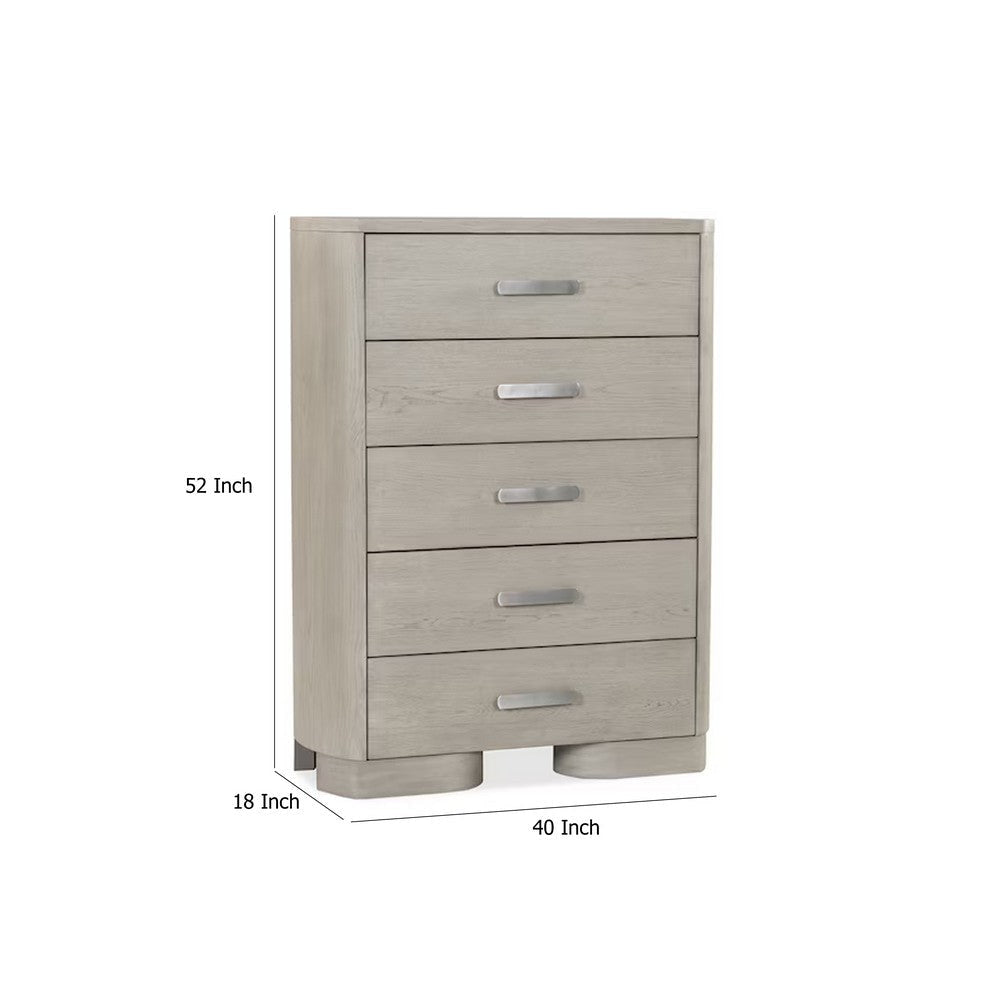 Celly Tall Dresser Chest | 5 Drawers | Round Edges | White Oak Wood BM333804