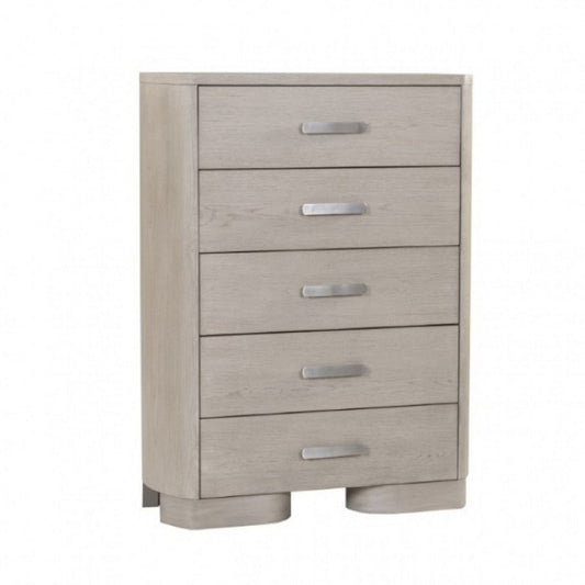 Celly Tall Dresser Chest | 5 Drawers | Round Edges | White Oak Wood