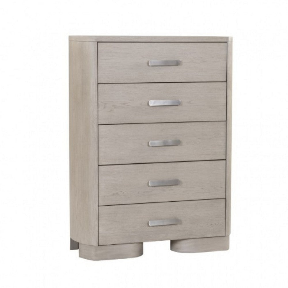 Celly Tall Dresser Chest | 5 Drawers | Round Edges | White Oak Wood